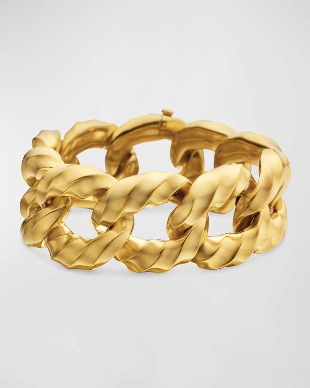 Cable Edge Curb Chain Bracelet in 18K Gold, 23
